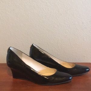 Cole Haan black patent leather wedge heels
